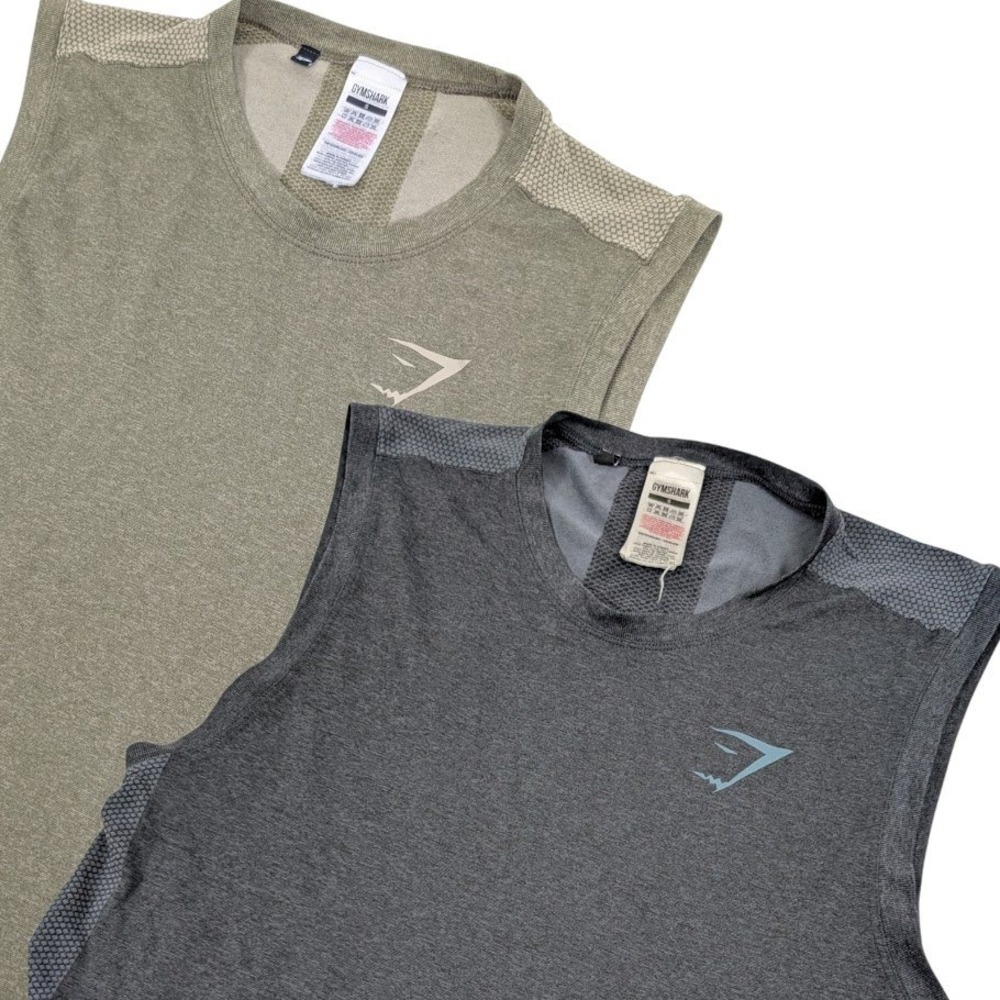 Gymshark Regulate Training Tank Mens Small Green Gray Sleeveless Shirt Lot of 2